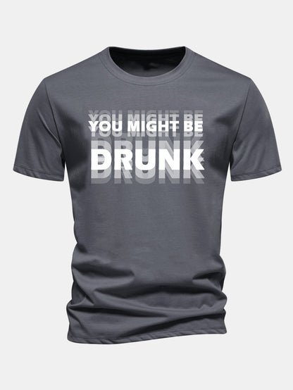 Baumwoll-T-Shirt in Regular Fit mit 'You Might Be Drunk'-Print