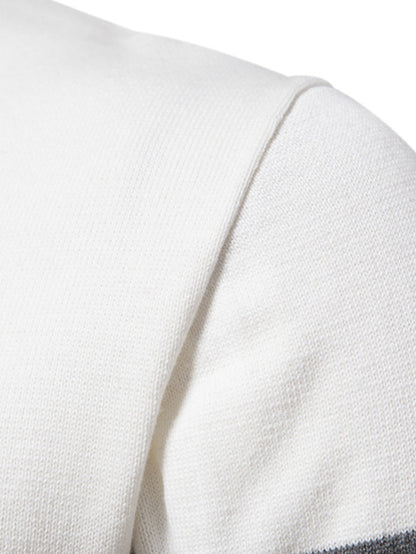 Geometrischer Jacquard Pullover mit Kontrast und Viertel-Reißverschluss