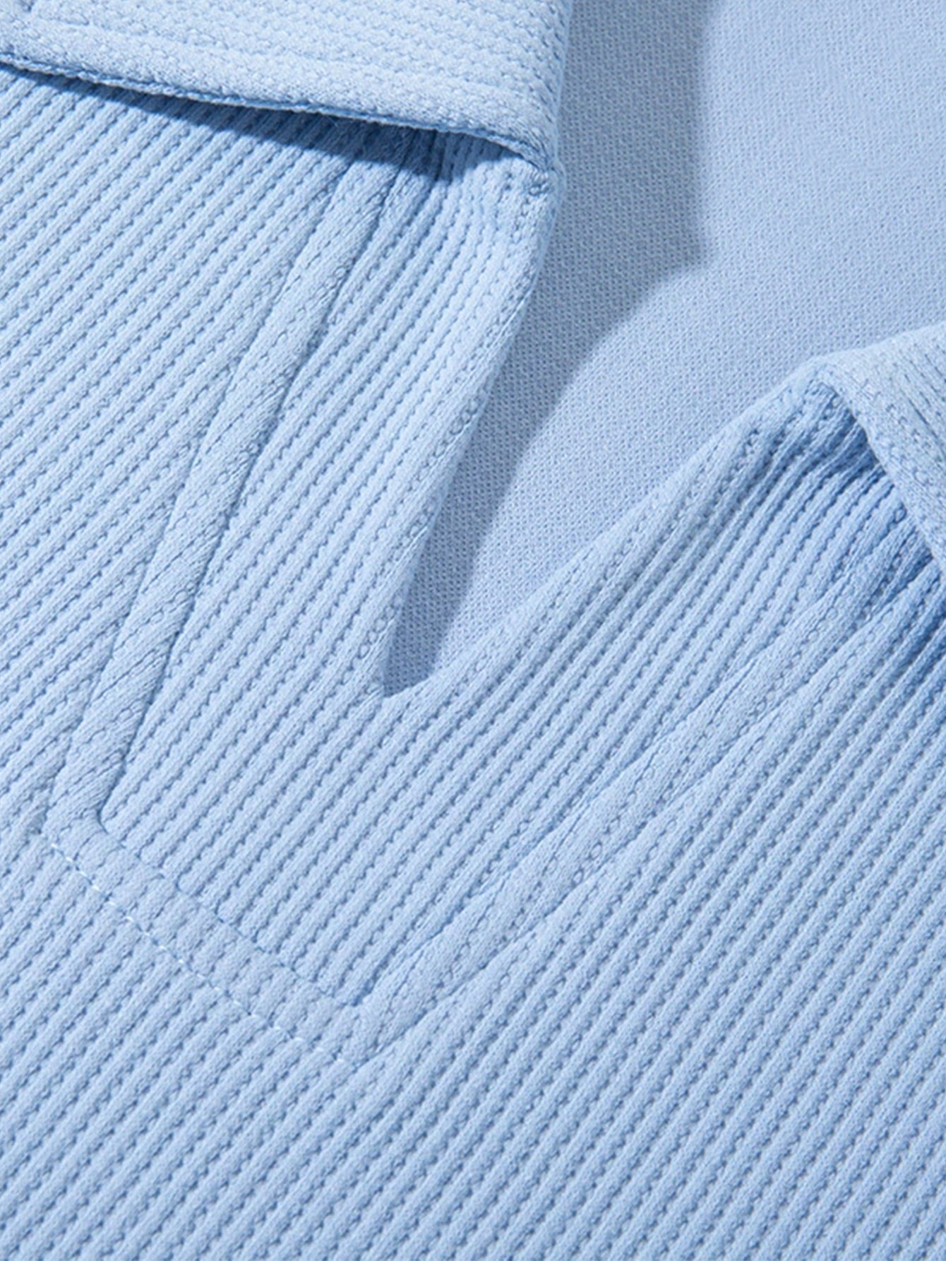 Casual Fit Waffle V-Neck Polo Sweatshirt