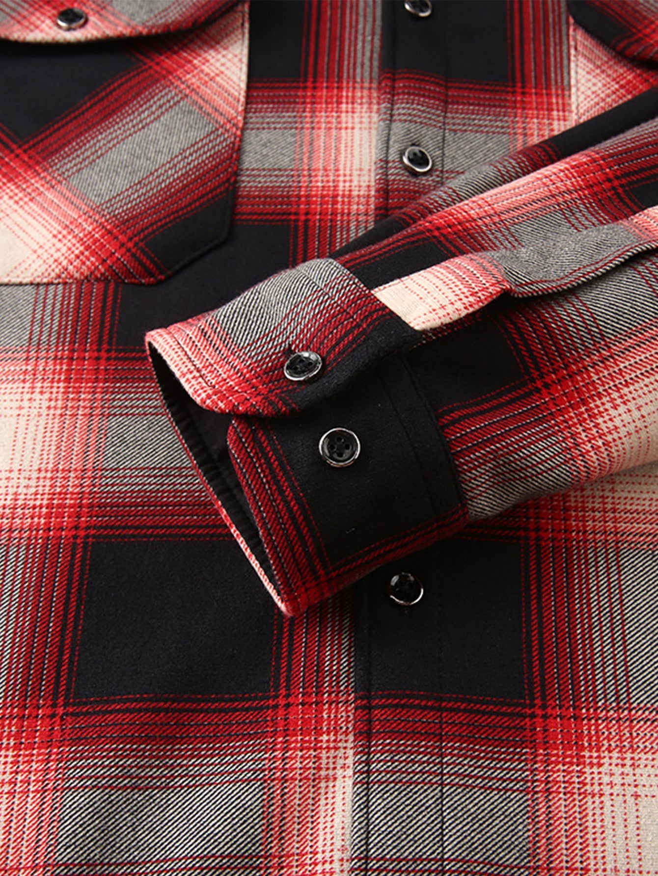 Gefüttertes Flanell-Fleece-Hemd mit Knöpfen und Kapuze