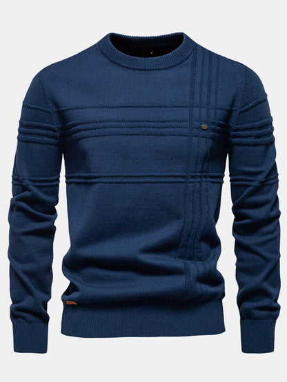 Gestreifter Rundhals-Jacquardpullover