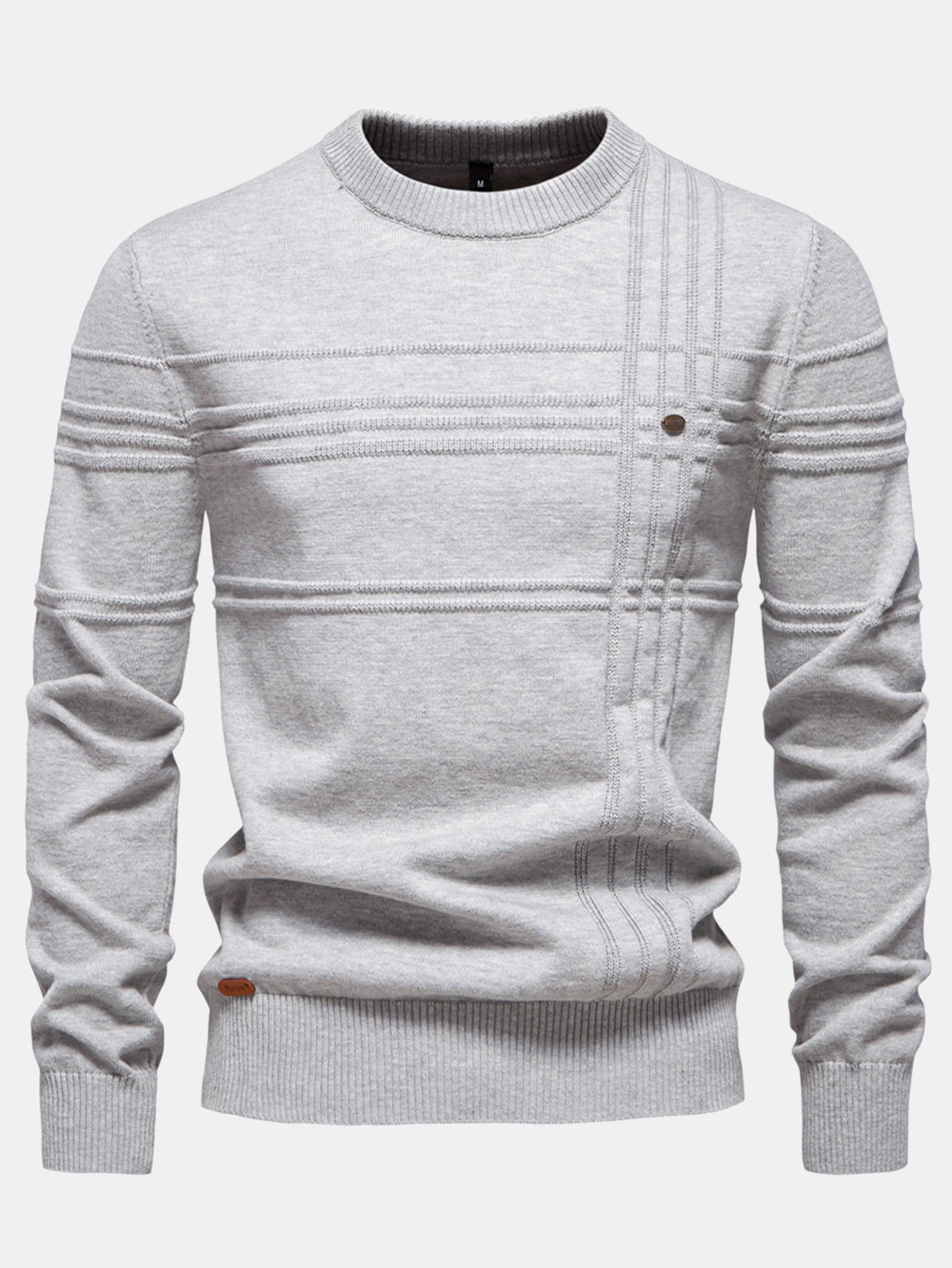 Gestreifter Rundhals-Jacquardpullover