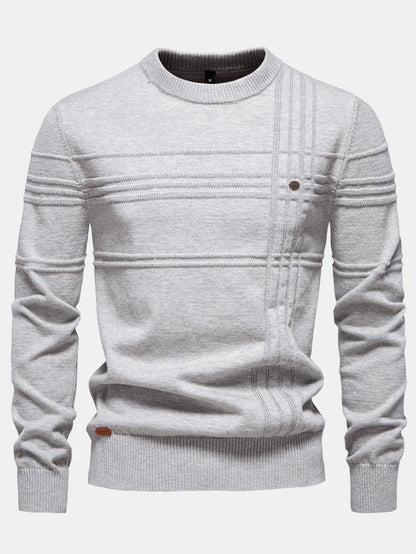 Gestreifter Rundhals-Jacquardpullover