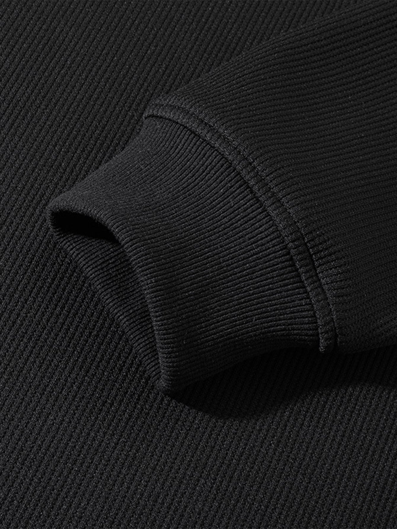 Locker sitzendes Sweatshirt mit Waffel-V-Ausschnitt