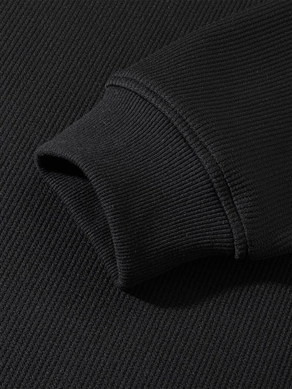 Locker sitzendes Sweatshirt mit Waffel-V-Ausschnitt