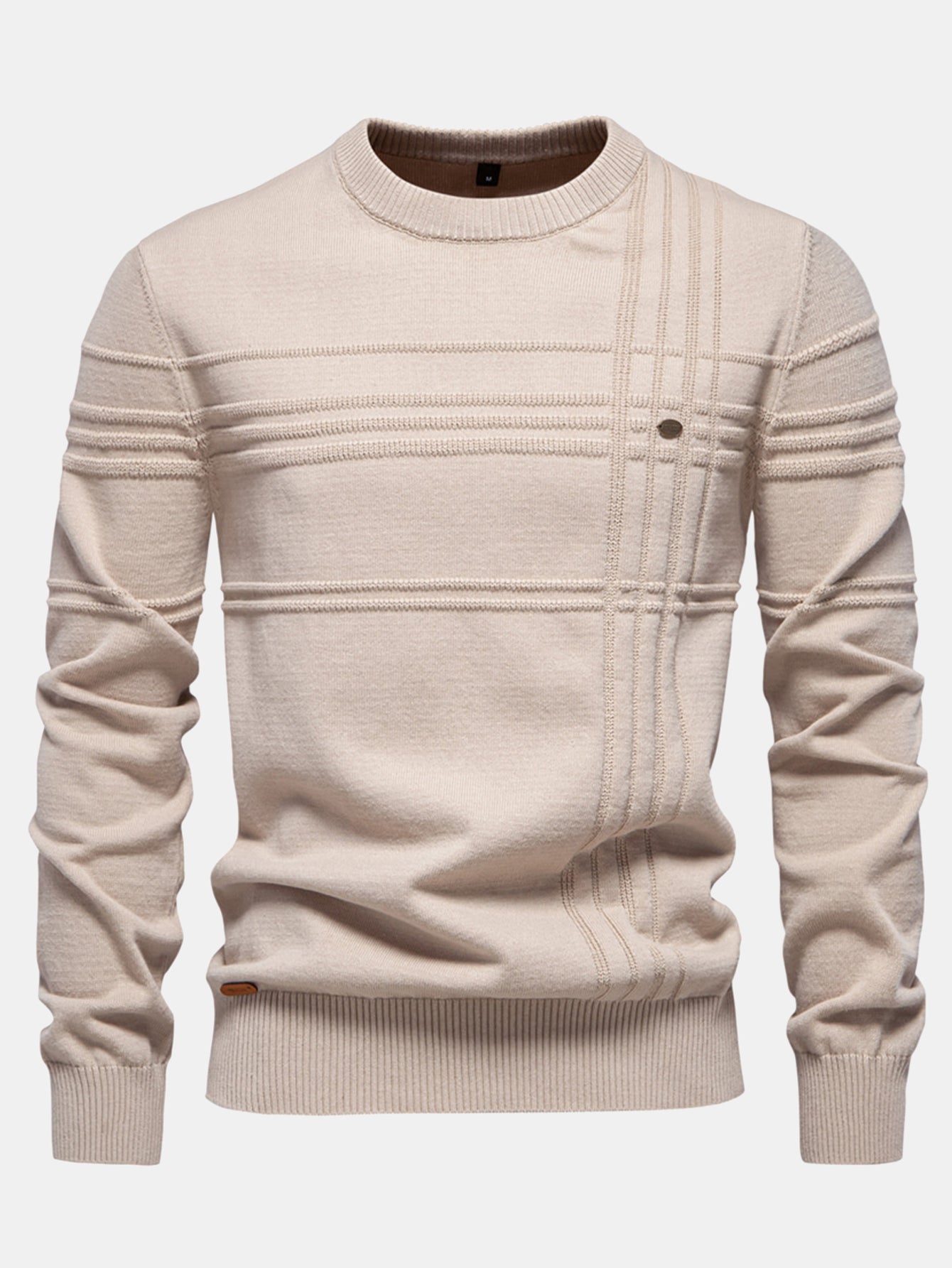 Gestreifter Rundhals-Jacquardpullover