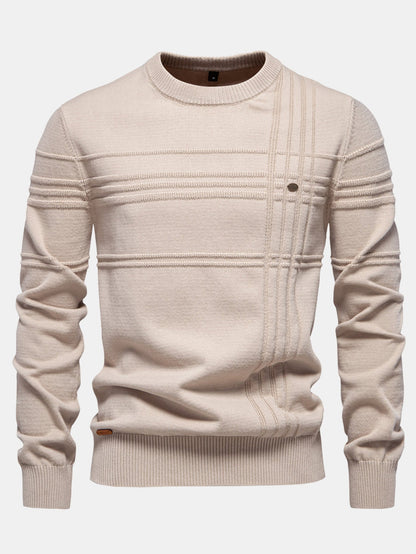 Gestreifter Rundhals-Jacquardpullover