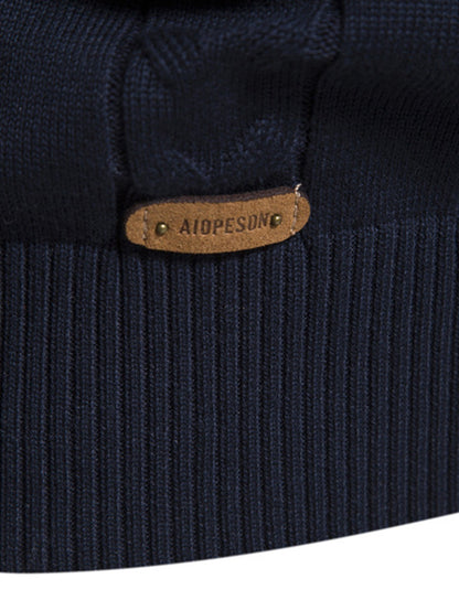 Geometrischer Jacquard Pullover mit Kontrast und Viertel-Reißverschluss