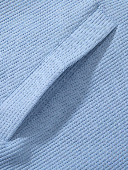 Casual Fit Waffle V-Neck Polo Sweatshirt