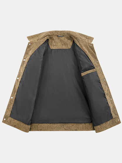 Cordjacke mit Blattmuster