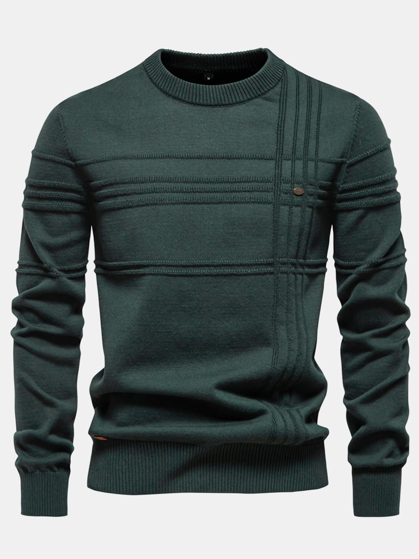 Gestreifter Rundhals-Jacquardpullover