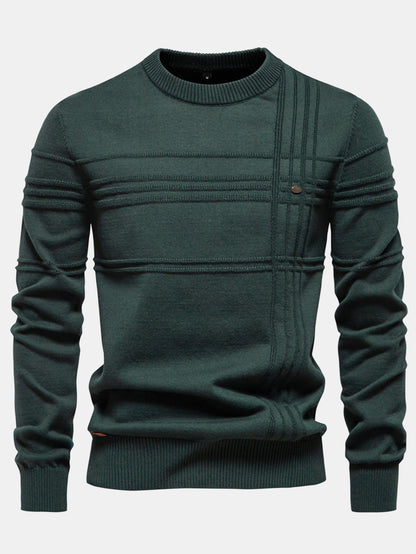 Gestreifter Rundhals-Jacquardpullover