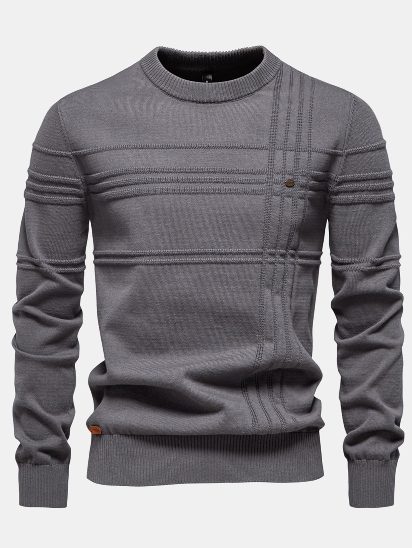 Gestreifter Rundhals-Jacquardpullover