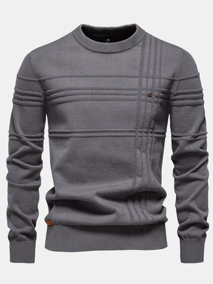 Gestreifter Rundhals-Jacquardpullover