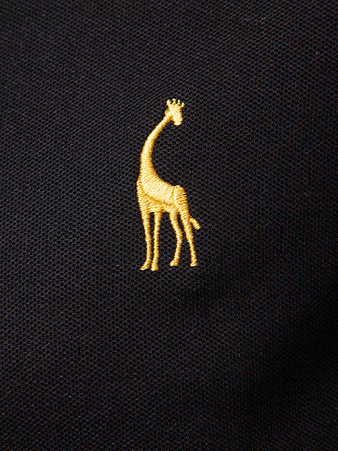 Langärmliges Poloshirt mit Giraffenstickerei