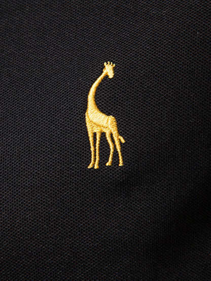 Langärmliges Poloshirt mit Giraffenstickerei