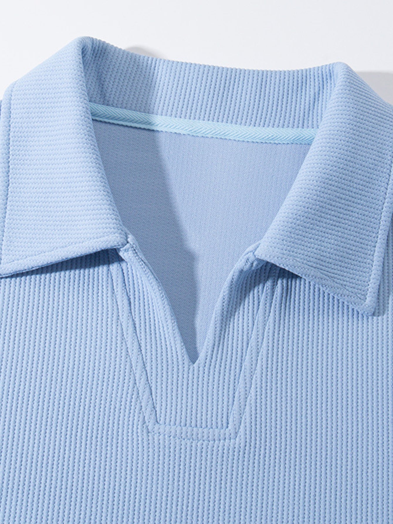 Casual Fit Waffle V-Neck Polo Sweatshirt