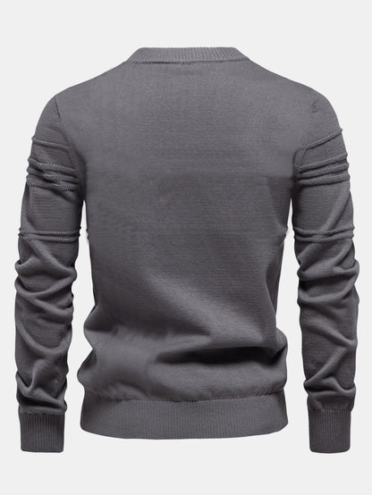 Gestreifter Rundhals-Jacquardpullover