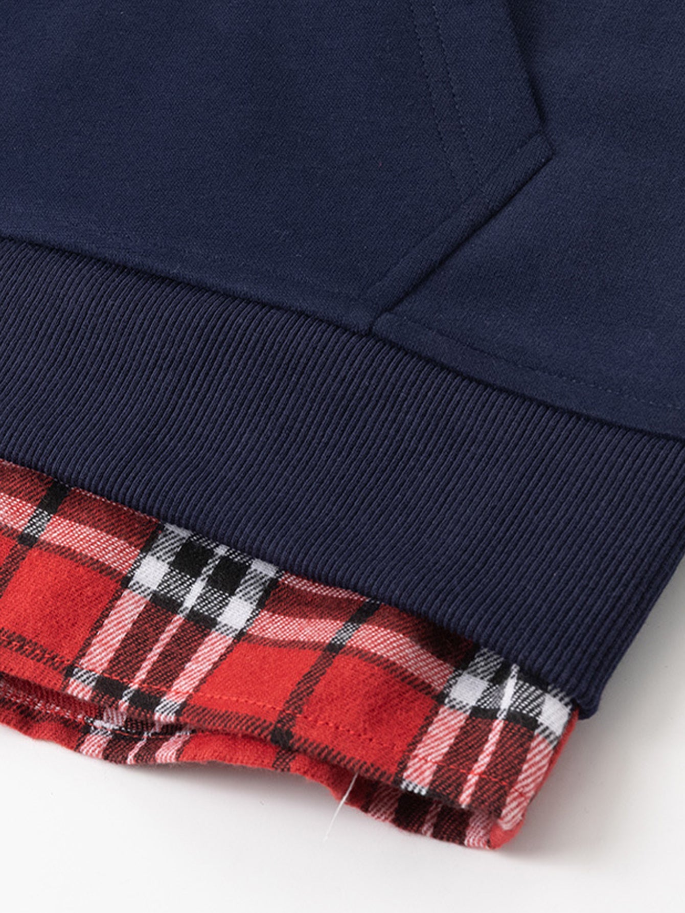 2-in-1 Karierter Kapuzenpullover mit Reißverschluss und praktischer Kängurutasche