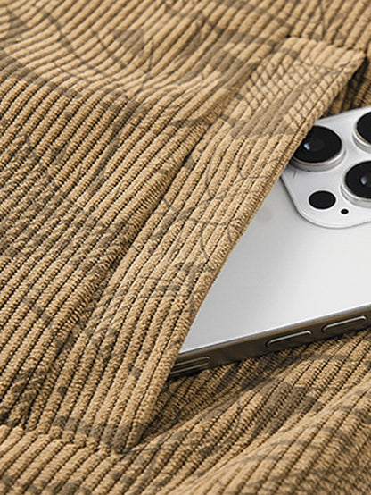 Cordjacke mit Blattmuster