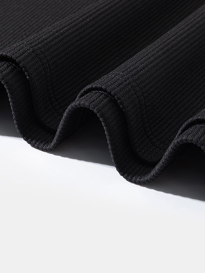 Locker sitzendes Sweatshirt mit Waffel-V-Ausschnitt