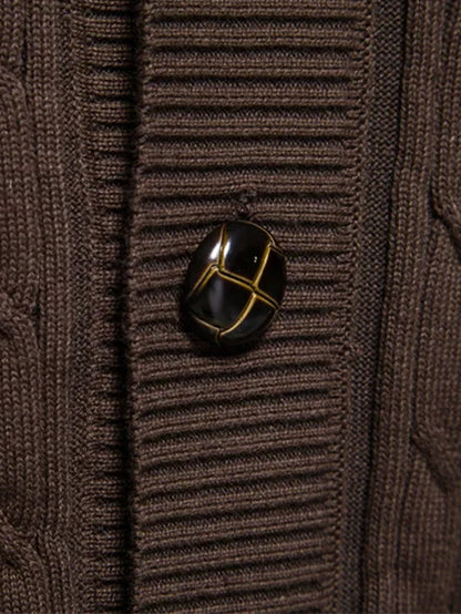 Geometrische Jacquard-Strickjacke mit Schalkragen