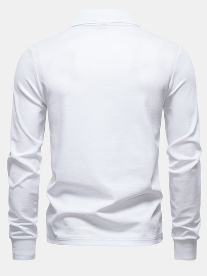 Langärmliges Poloshirt mit Giraffenstickerei