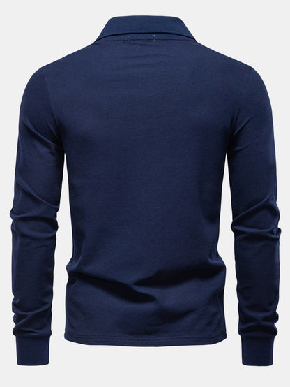 Langärmliges Poloshirt mit Giraffenstickerei