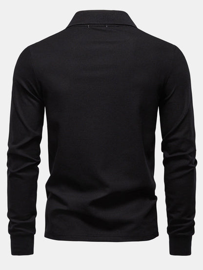 Langärmliges Poloshirt mit Giraffenstickerei