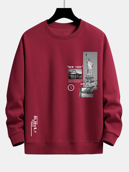 Relaxed Fit Sweatshirt with New York Architecture Print