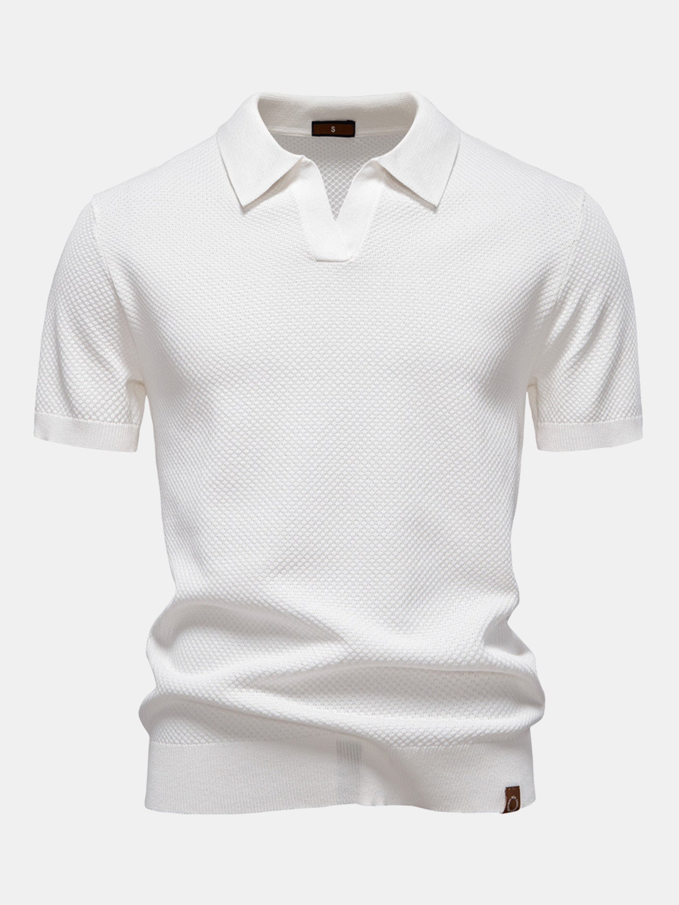 V-Neck Pineapple Pattern Knit Polo