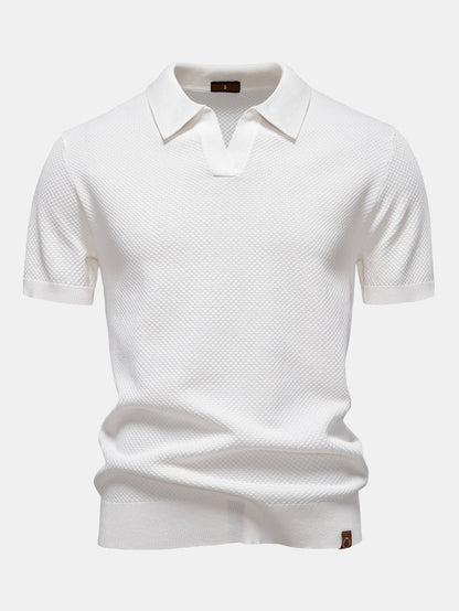 V-Neck Pineapple Pattern Knit Polo