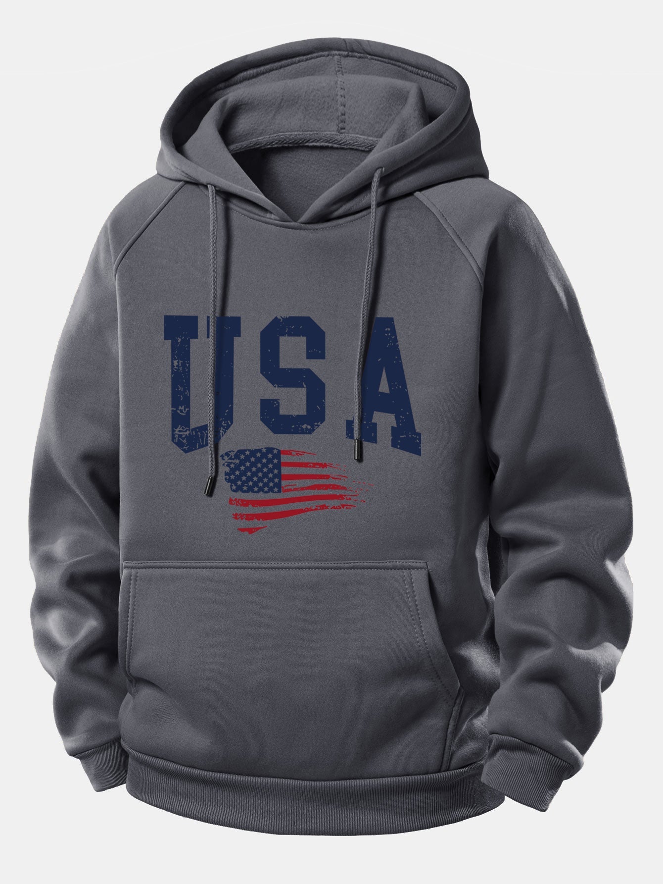 USA-Flaggen-Motiv Kapuzenpullover mit Kordelzug