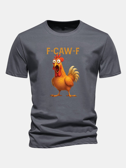 Baumwoll-T-Shirt mit regulärer Passform und Hahn-Design