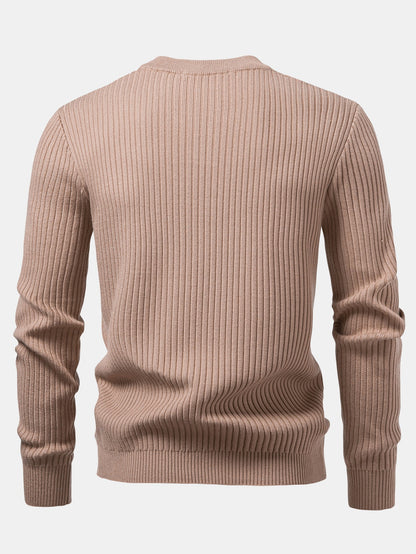 Gerippter Pullover mit Henley-Ausschnitt