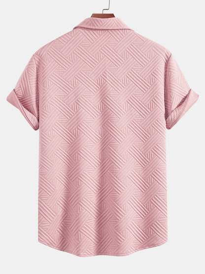 Gestreiftes Jacquard-Hemd mit Knopfleiste und Shorts mit Kordelzug