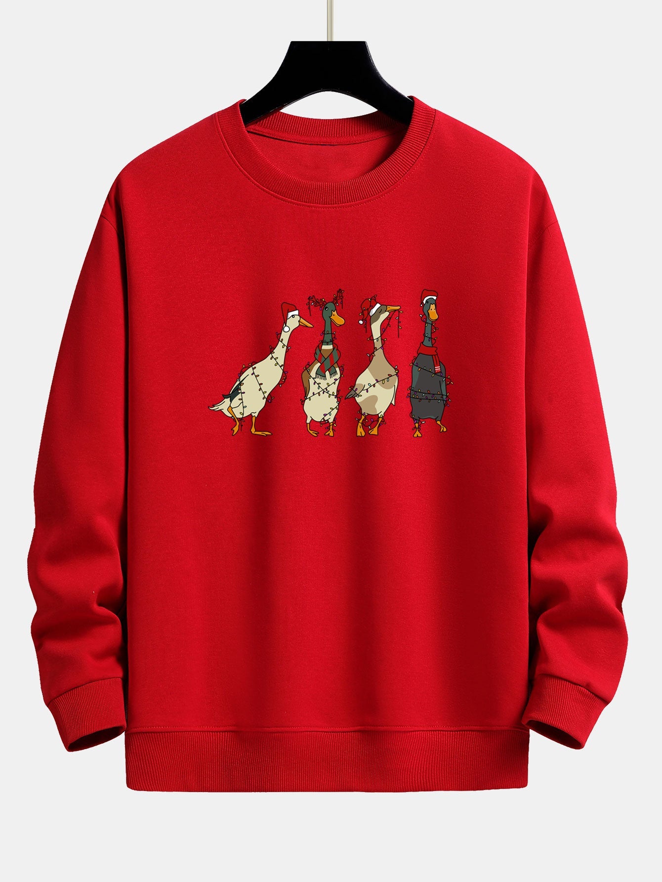 Entenmotiv Sweatshirt mit Weihnachtslichtern - Bequemer Sitz