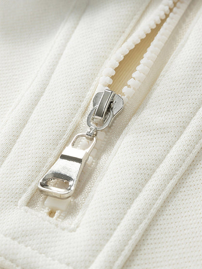 Color Block Zip-Up Polo Sweatshirt