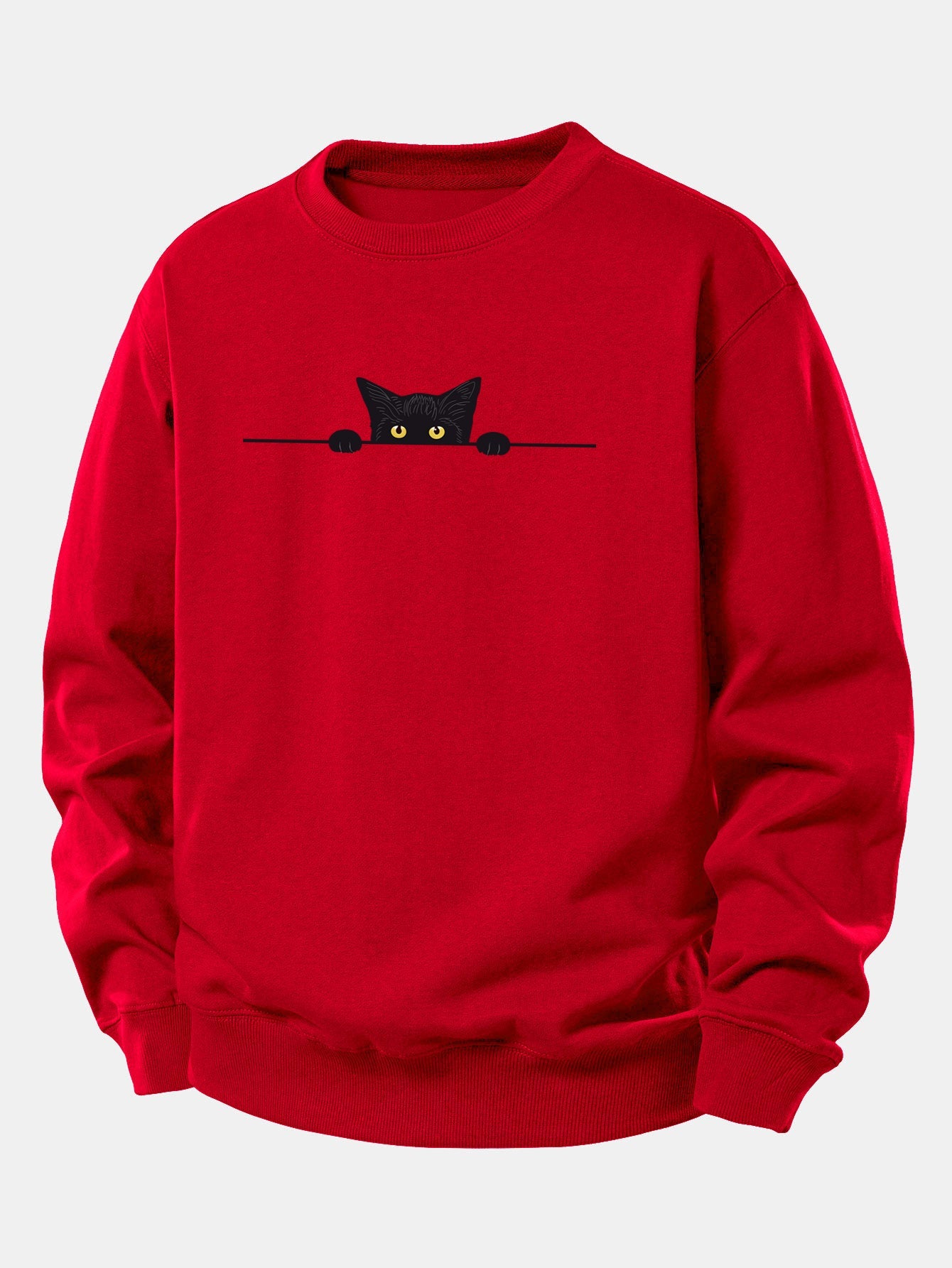 Lockerer Schnitt Sweatshirt mit schwarzem Katzenmotiv