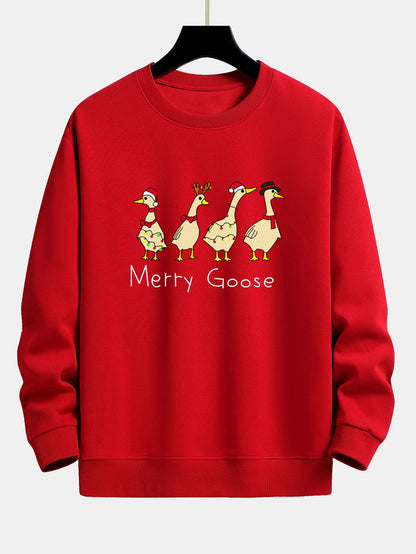 Locker Geschnittenes Sweatshirt mit Weihnachtsente Druck
