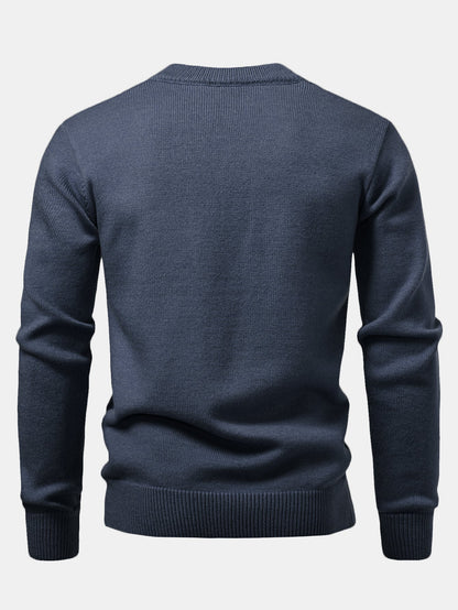 Robuster geometrischer V-Ausschnitt-Jacquard-Pullover