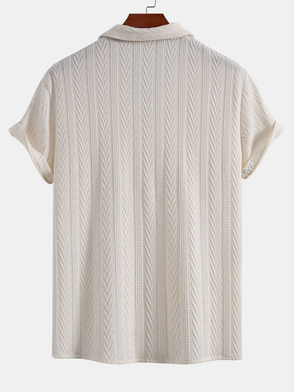 Textured Jacquard Cuban Shirt & Creased Straight Leg Trousers