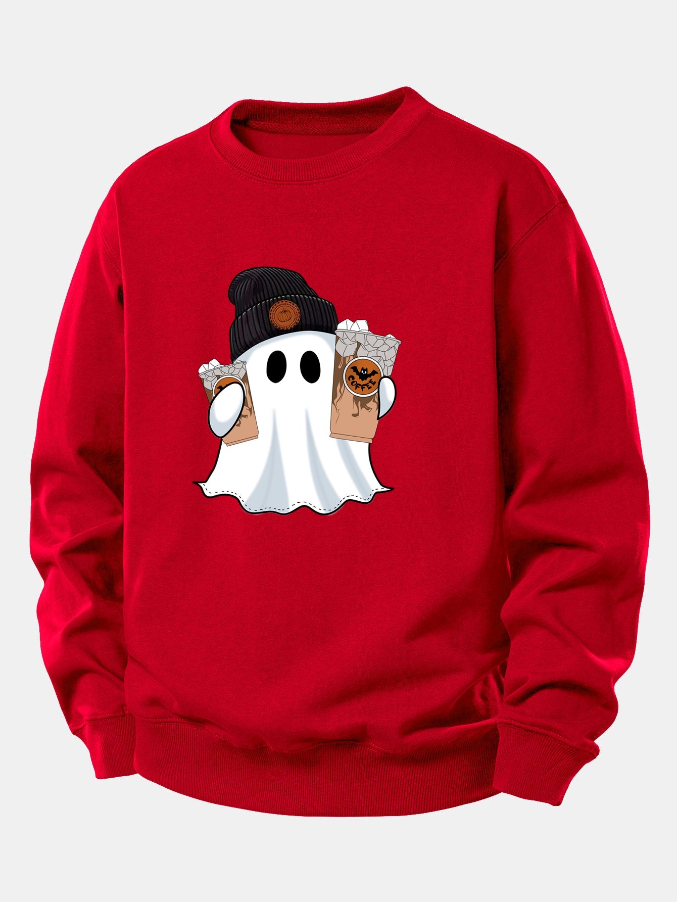 Halloween Geist Kaffee Grafik Sweatshirt mit lockerem Schnitt