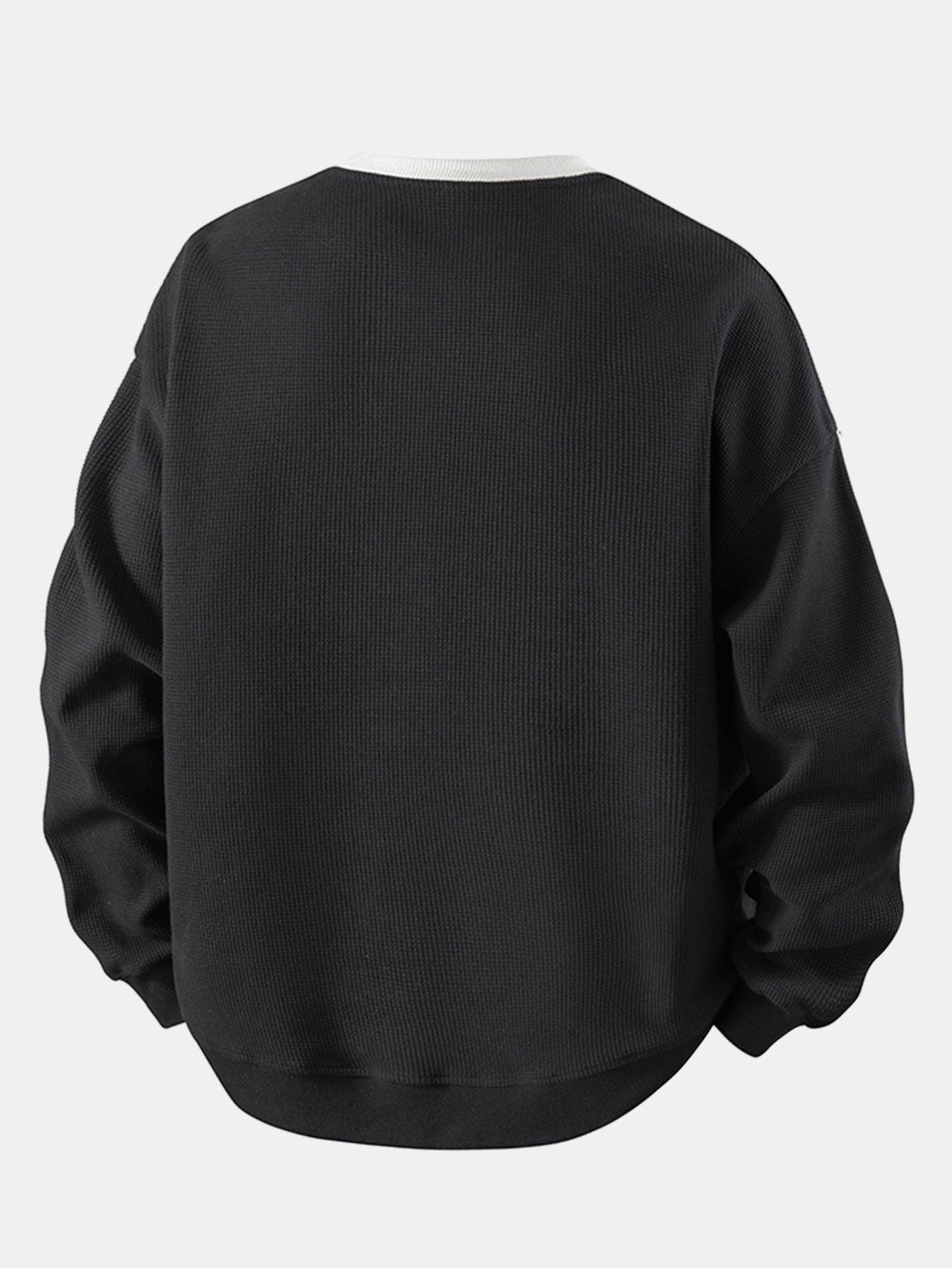 Gestreiftes Waffel-Sweatshirt mit Rundhalsausschnitt für einen lässigen Look