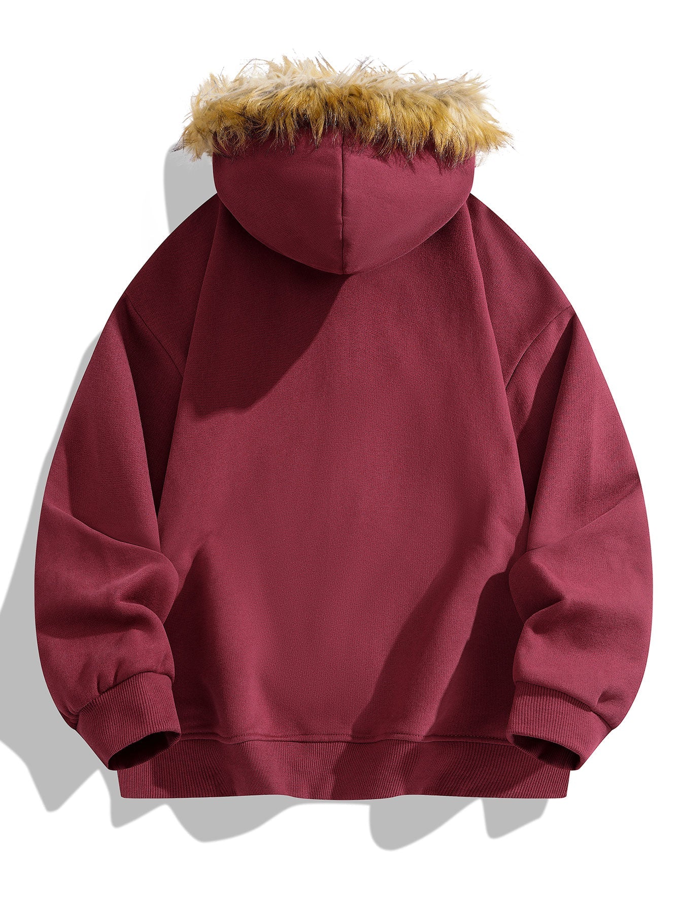 Locker sitzende Kapuzenjacke mit Reißverschluss und Kunstpelzkragen