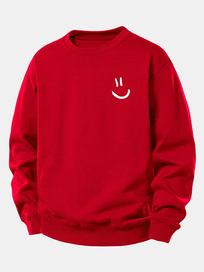 Lockeres Sweatshirt mit Smiley-Gesicht Druck