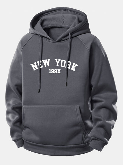 New York Print Hoodie with Drawstring