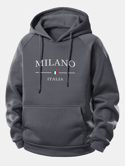 Milano Print Hoodie mit Kordelzug