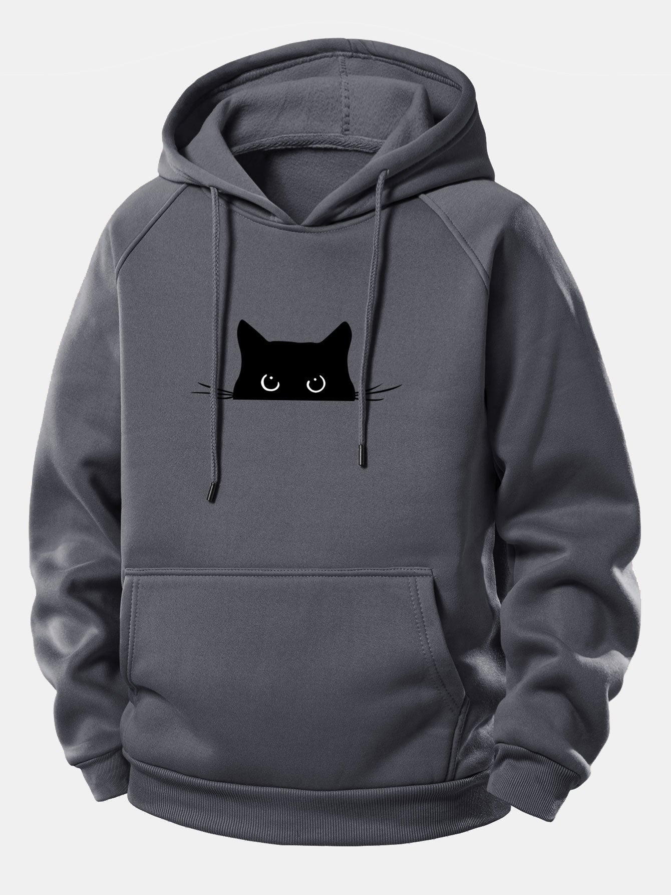 Hoodie mit Kordelzug und schwarzem Katzen-Design