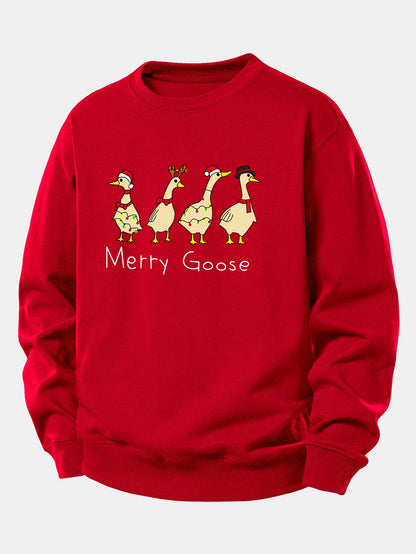 Locker Geschnittenes Sweatshirt mit Weihnachtsente-Design